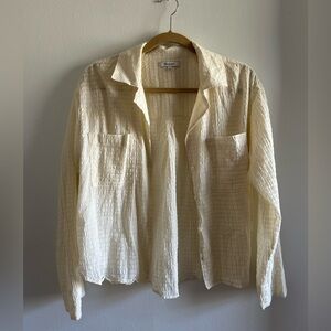 MADEWELL Cream Crinkle Cropped Shirt